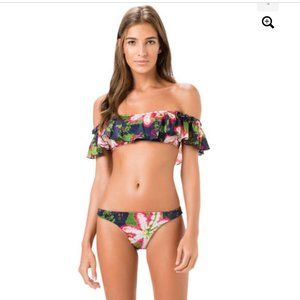 Salinas Off Shoulder Floral Print Ruffle Bikini